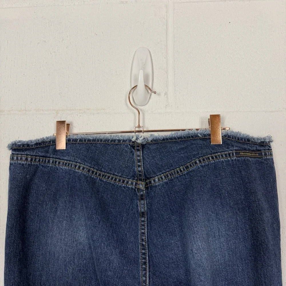 VTG Abercrombie Fitch Low‎ Rise Jeans Raw Waist Flare Button Fly Hippie Indie 12